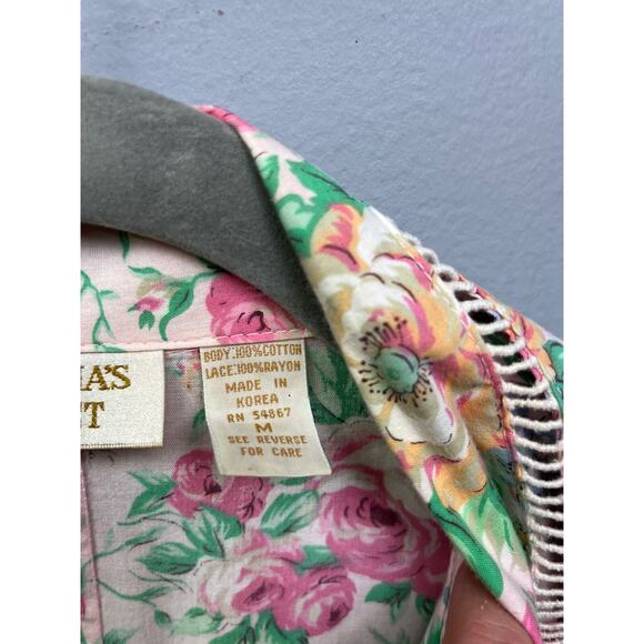 Vintage Victorias Secret Top‎ Womens Medium short sleeve button front Gold Label - Picture 5 of 6